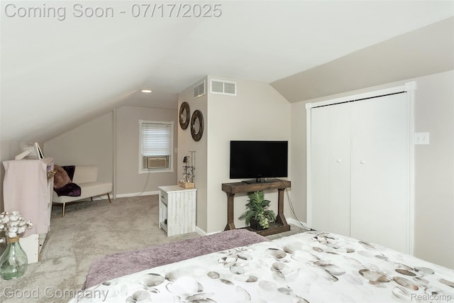 2404 Rowland Ave, Royal Oak, MI 48067 - bedroom with lofted ceiling, light colored carpet, and a closet