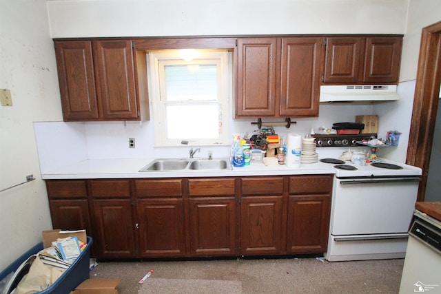 15439 Keegan Rd, Monroe, MI 48161 - kitchen with white appliances, under cabinet range hood, and light countertops