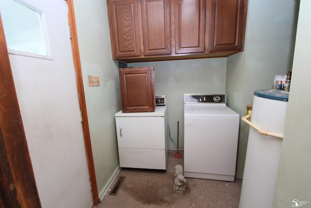 15439 Keegan Rd, Monroe, MI 48161 - washroom with washer and dryer, water heater, and cabinet space