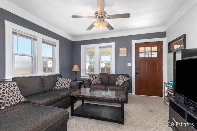 45 Murray St SW, Grand Rapids, MI 49548 - living room with healthy amount of natural light, a ceiling fan, and light colored carpet