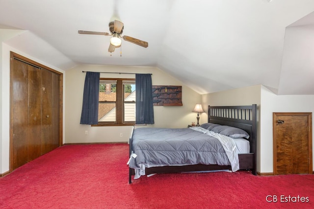 45 Murray St SW, Grand Rapids, MI 49548 - carpeted bedroom featuring vaulted ceiling, a closet, and ceiling fan