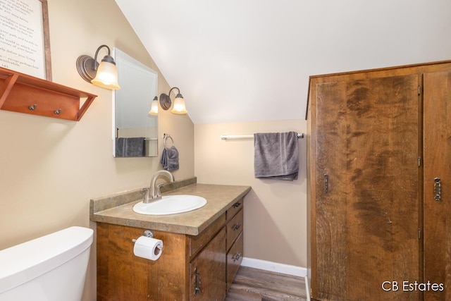 45 Murray St SW, Grand Rapids, MI 49548 - bathroom with vanity, vaulted ceiling, and wood finished floors
