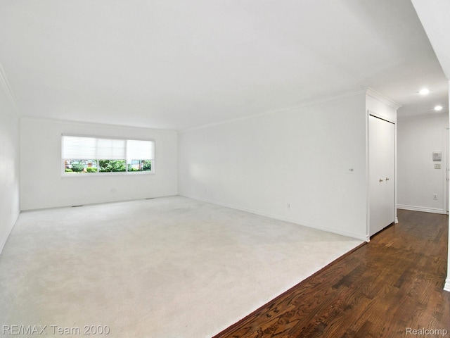 1711 Huntingwood Ln, Bloomfield Hills, MI 48304 - unfurnished room featuring crown molding, dark wood-style floors, and recessed lighting