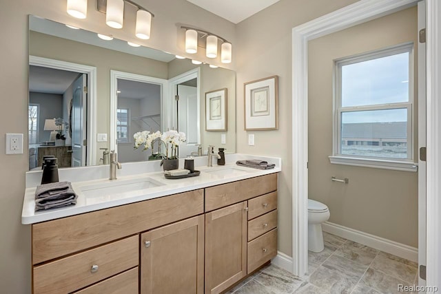809 Cortland Ln, Troy, MI 48085 - full bath featuring double vanity and marble look tile flooring