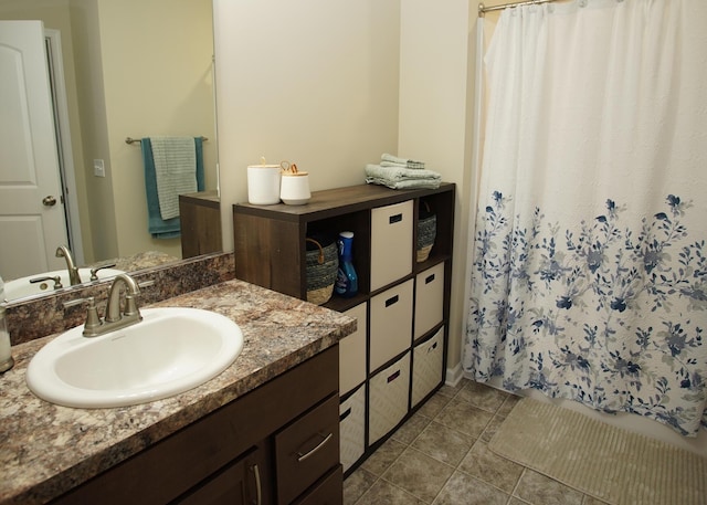 8440 Irish Mist, Onsted, MI 49265 - full bathroom featuring vanity, tile patterned floors, and a shower with shower curtain