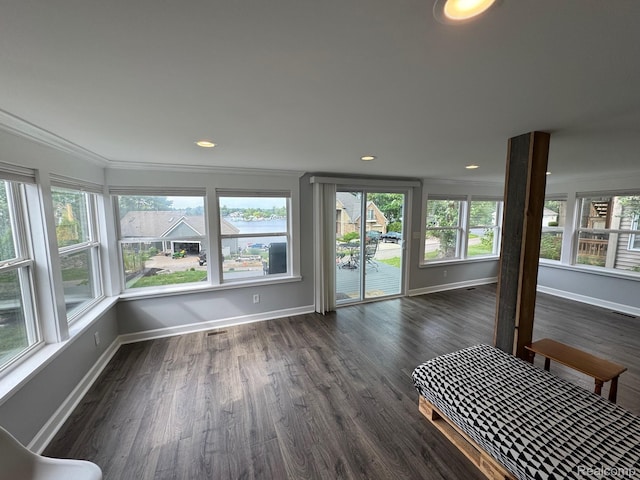 677 King Cir, Lake Orion, MI 48362 - sunroom with ornamental molding, wood finished floors, and recessed lighting