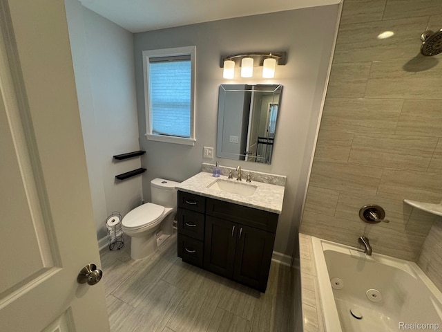 677 King Cir, Lake Orion, MI 48362 - bathroom with vanity and a combined bath / shower with jetted tub