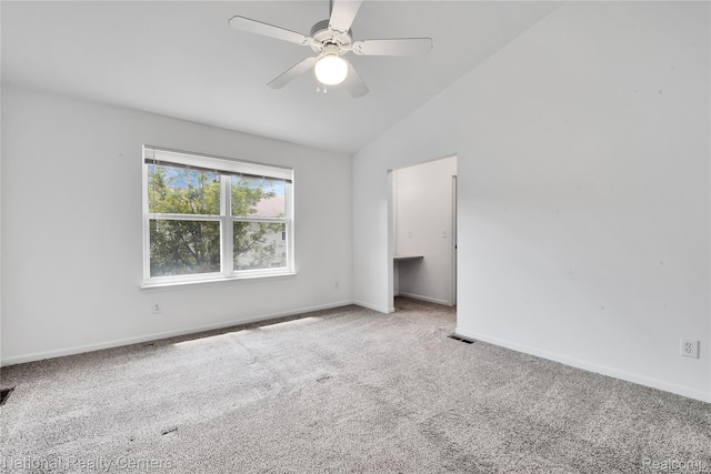 1236 University Dr, Pontiac, MI 48342 - spare room featuring carpet, vaulted ceiling, and ceiling fan