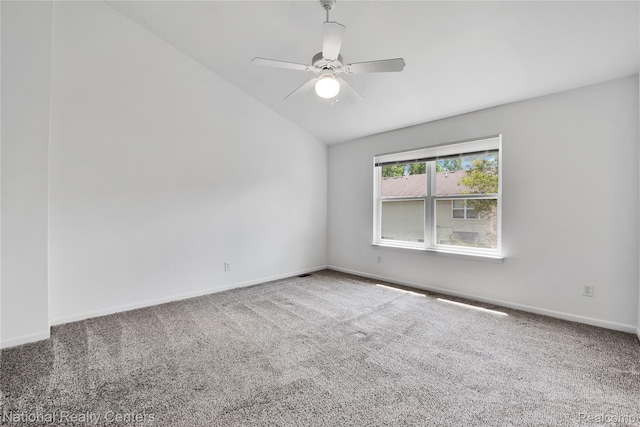 1236 University Dr, Pontiac, MI 48342 - unfurnished room with vaulted ceiling, carpet floors, and a ceiling fan