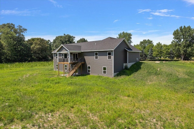 6766 Baldwin St, Hudsonville, MI 49426 - rear view of property with stairs and a wooden deck