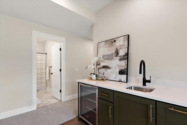 6766 Baldwin St, Hudsonville, MI 49426 - indoor wet bar featuring wine cooler and baseboards