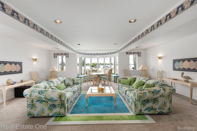 1127 S Lake Dr Unit 212, Novi, MI 48377 - living room featuring carpet, plenty of natural light, and recessed lighting