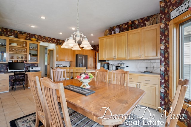 2711 Byron Station Dr SW, Byron Center, MI 49315 - dining room with recessed lighting, a chandelier, and light tile patterned floors