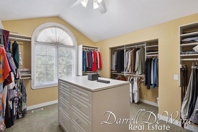 2711 Byron Station Dr SW, Byron Center, MI 49315 - spacious closet with vaulted ceiling, a ceiling fan, and light carpet