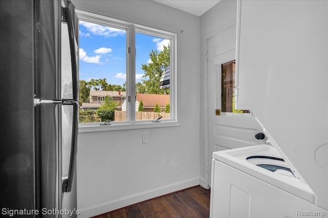 1221 E 13 Mile Rd, Royal Oak, MI 48073 - washroom with dark wood finished floors, plenty of natural light, and washer / clothes dryer