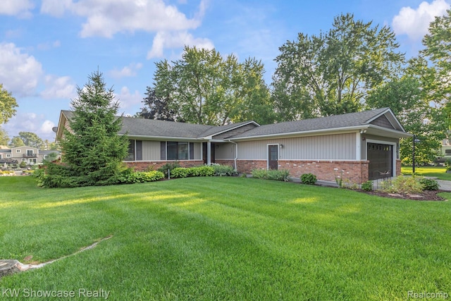 1830 Majon, Highland, MI 48356 - ranch-style house featuring a garage, a front yard, and brick siding