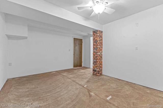 1830 Majon, Highland, MI 48356 - carpeted empty room with ceiling fan