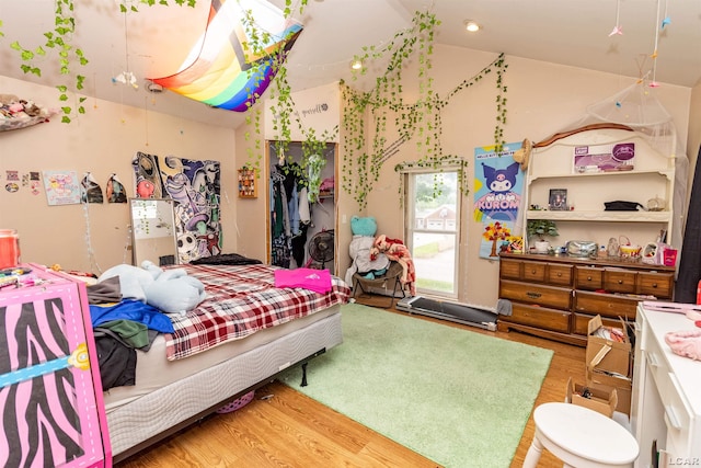 1193 Seneca St, Adrian, MI 49221 - bedroom featuring wood finished floors and lofted ceiling