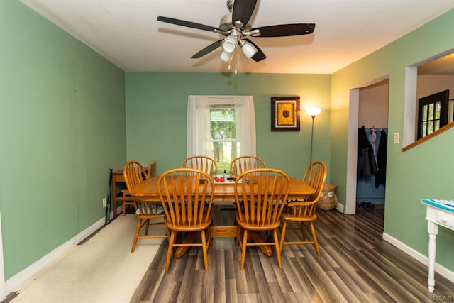1193 Seneca St, Adrian, MI 49221 - dining area featuring ceiling fan and wood finished floors