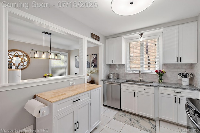 1816 Roslyn Rd, Grosse Pointe Woods, MI 48236 - kitchen with backsplash, dishwasher, white cabinets, and stove