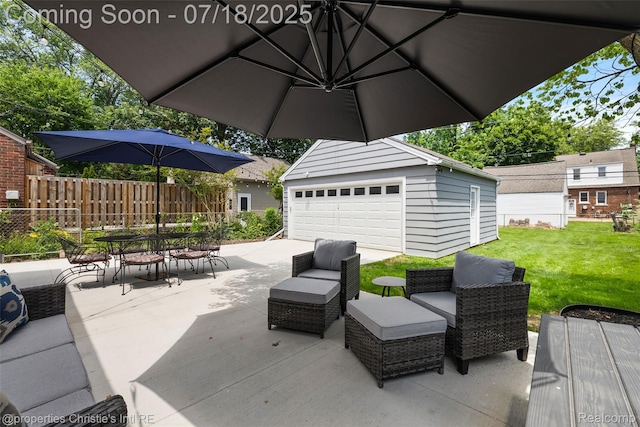 1816 Roslyn Rd, Grosse Pointe Woods, MI 48236 - view of patio / terrace with an outdoor structure, outdoor dining area, and a detached garage