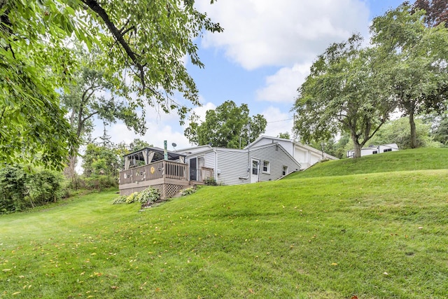 11585 Onsted Hwy, Brooklyn, MI 49230 - view of green lawn featuring a deck