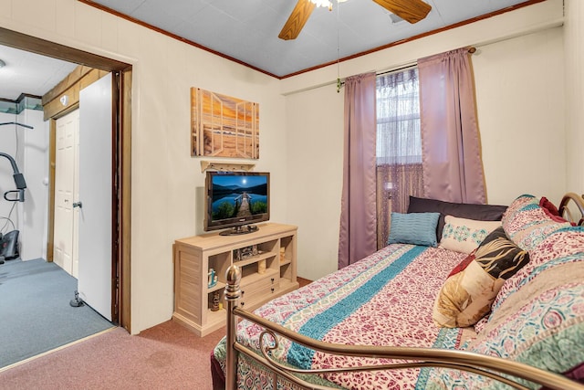11585 Onsted Hwy, Brooklyn, MI 49230 - carpeted bedroom featuring ornamental molding and ceiling fan
