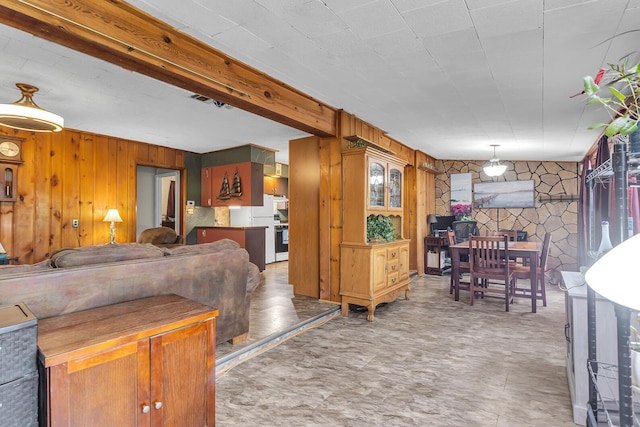 11585 Onsted Hwy, Brooklyn, MI 49230 - living room featuring wood walls