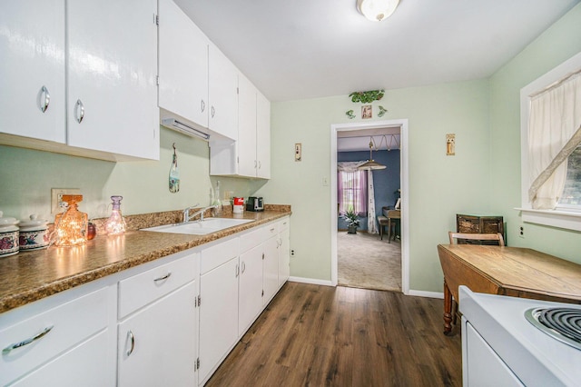 5097 Jackson Rd, Ann Arbor, MI 48103 - kitchen featuring dark wood-style flooring, healthy amount of natural light, and white cabinetry