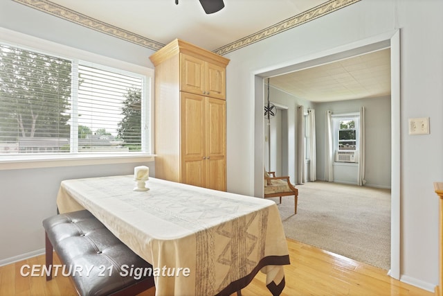 209 3rd St, Linwood, MI 48634 - dining area featuring light wood-type flooring and a ceiling fan