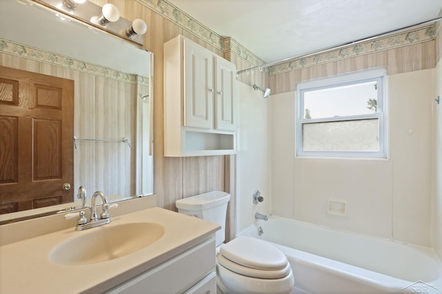 2113 Bock Rd, Saginaw, MI 48603 - bathroom with vanity, shower / bath combination, and wallpapered walls
