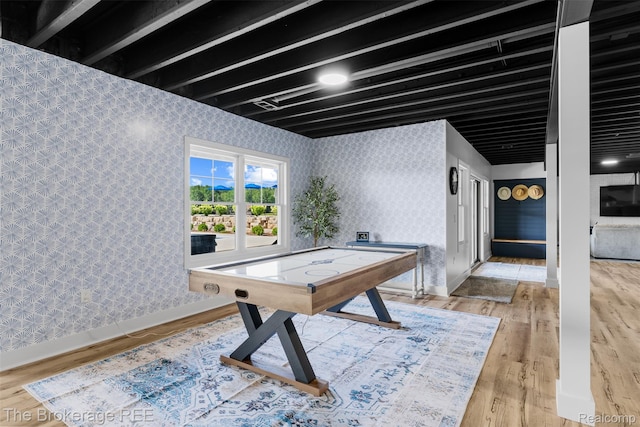 6264 Hidden Forrest, Swartz Creek, MI 48473 - rec room featuring wallpapered walls and wood finished floors