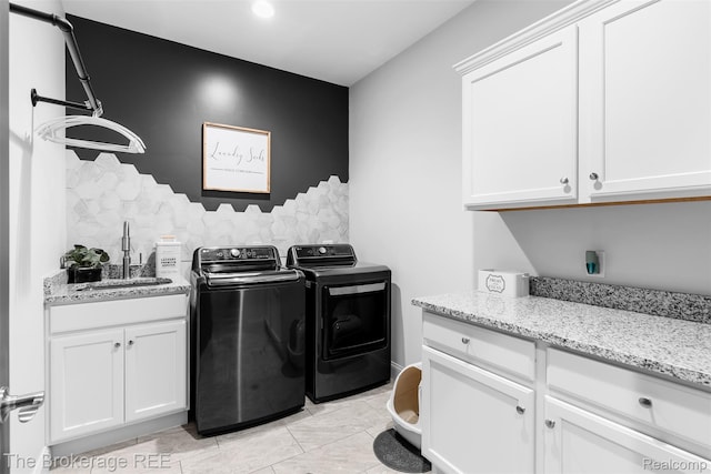 6264 Hidden Forrest, Swartz Creek, MI 48473 - laundry area featuring cabinet space, independent washer and dryer, light marble finish flooring, and recessed lighting