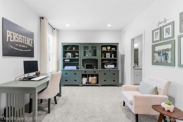 6264 Hidden Forrest, Swartz Creek, MI 48473 - carpeted home office featuring recessed lighting