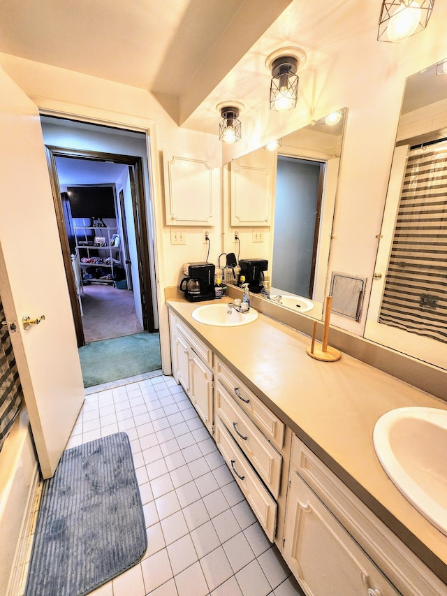 28740 Tavistock Trl, Southfield, MI 48034 - full bath with tile patterned flooring and double vanity