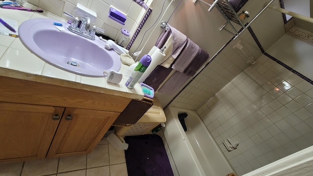 28740 Tavistock Trl, Southfield, MI 48034 - bathroom featuring vanity, tile patterned floors, a bath, and a shower