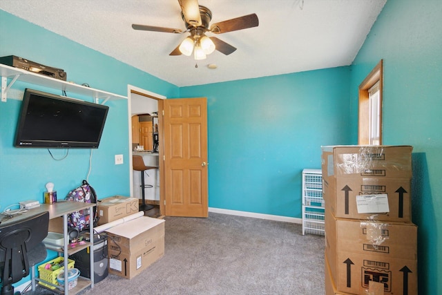 1903 Bucholtz Hwy, Deerfield, MI 49238 - carpeted home office with ceiling fan and baseboards