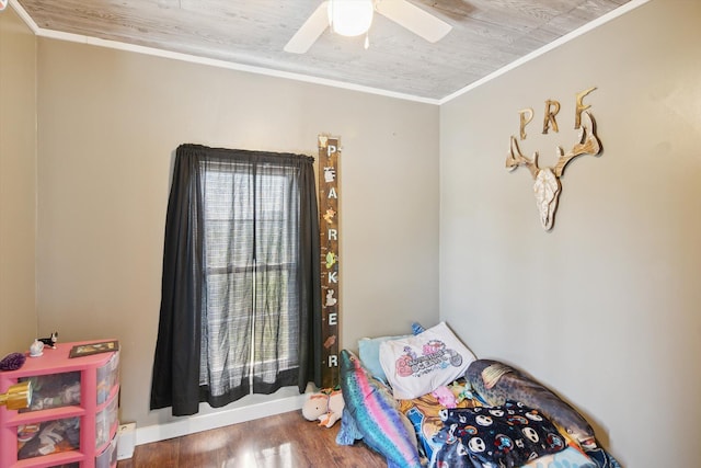 1903 Bucholtz Hwy, Deerfield, MI 49238 - game room featuring wood finished floors, a ceiling fan, and crown molding