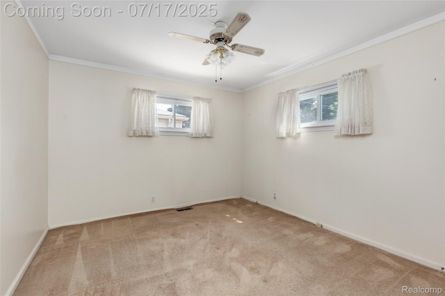 6455 Mayfair St, Taylor, MI 48180 - carpeted spare room featuring crown molding and ceiling fan