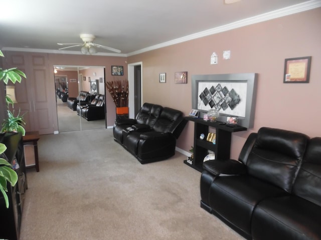 954 Concord Blvd, Jackson, MI 49202 - carpeted living area with ceiling fan and crown molding