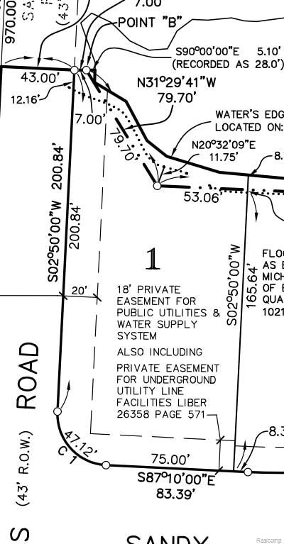 1974 Sandy Shores Dr, Oxford, MI 48371 - survey map / technical document