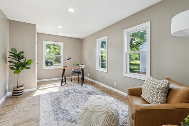 233 Outer Ln, Ypsilanti, MI 48198 - home office featuring light wood-style floors and recessed lighting