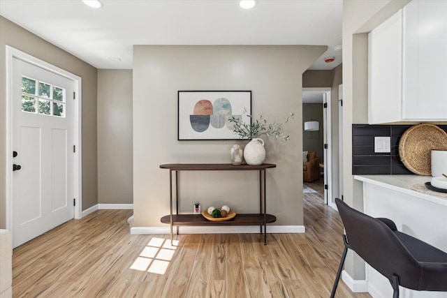 233 Outer Ln, Ypsilanti, MI 48198 - entryway with light wood-type flooring and recessed lighting