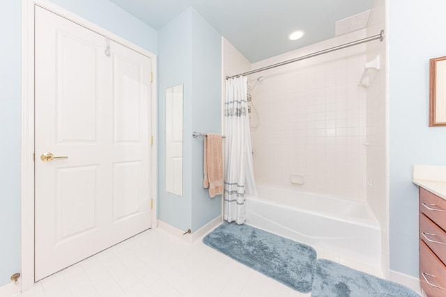 827 Asa Gray Dr Unit 257, Ann Arbor, MI 48105 - full bathroom with vanity, shower / tub combo, tile patterned floors, and recessed lighting