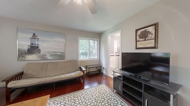 16035 Walnut St, Buchanan, MI 49107 - living area featuring dark wood-type flooring and ceiling fan