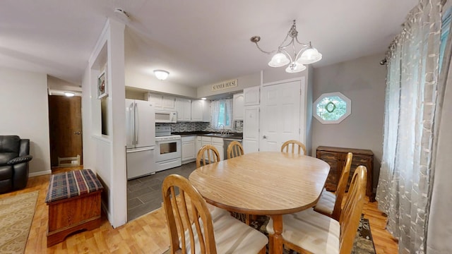 16035 Walnut St, Buchanan, MI 49107 - dining room featuring healthy amount of natural light, a chandelier, and light wood-style flooring
