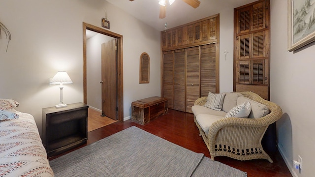 16035 Walnut St, Buchanan, MI 49107 - bedroom with a closet, wood finished floors, and a ceiling fan