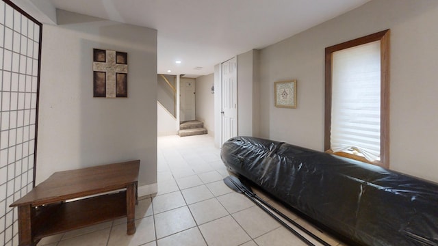 16035 Walnut St, Buchanan, MI 49107 - hall featuring light tile patterned flooring and stairs