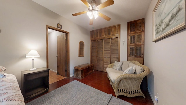 16035 Walnut St, Buchanan, MI 49107 - sitting room featuring a ceiling fan and wood finished floors