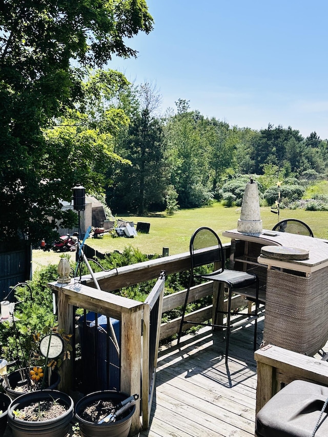 2540 Forrester Rd, Frankfort, MI 49635 - wooden terrace with a yard